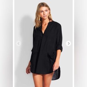 Seafolly Beach Basics Boyfriend Beach Shirt Cover Up